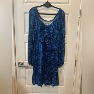 Torrid Blue and Black Long Sleeve Dress